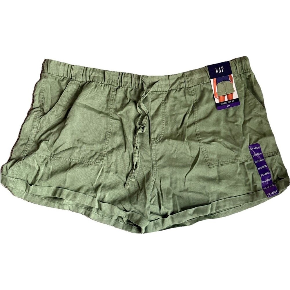 NWT Gap Women’s Green Tencel Drawstring Shorts XXL Pull On Utility Casual